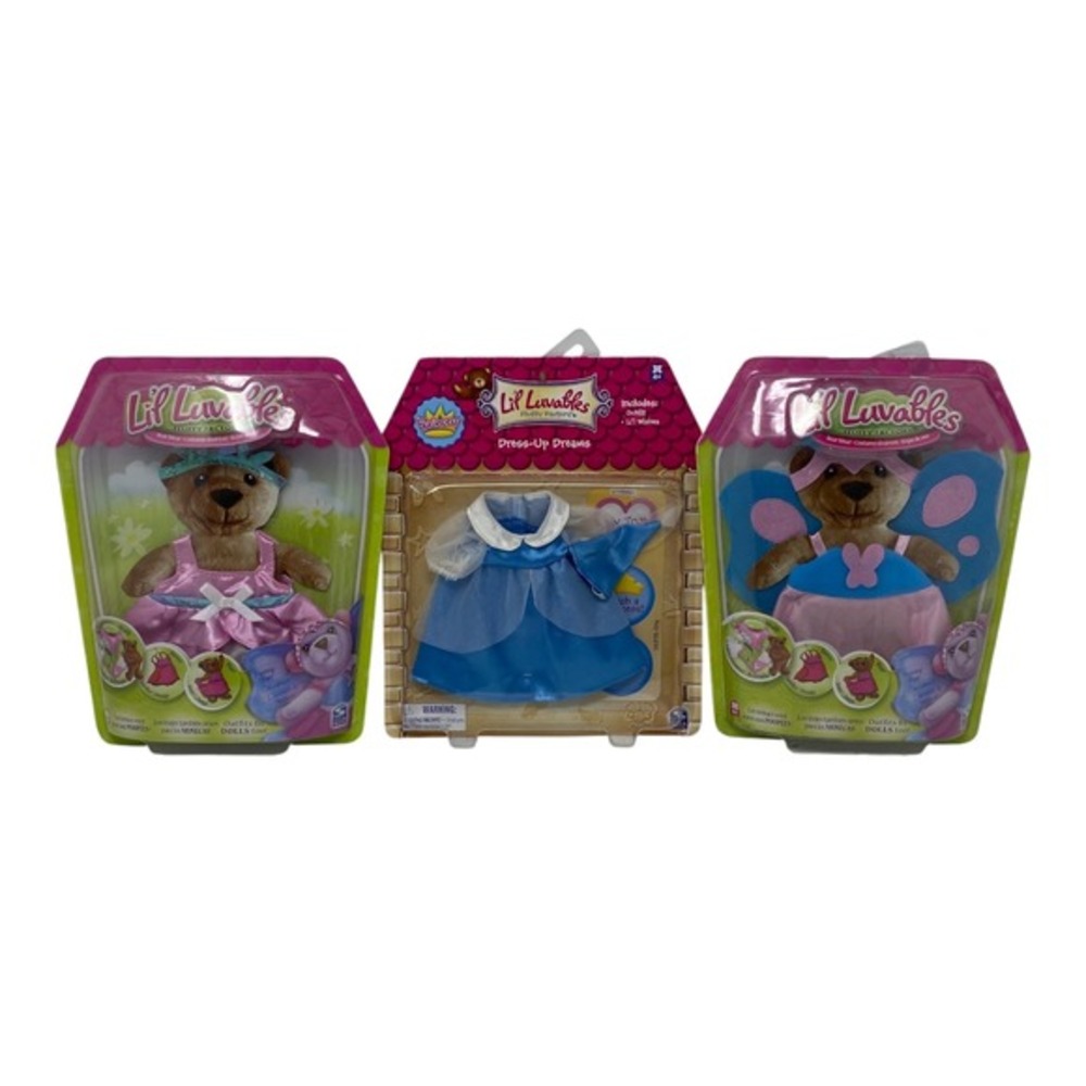 (Pack of 3) Lil Luvables Fluffy Factory Bear Wear‎ Dress Up Costumes Outfits New